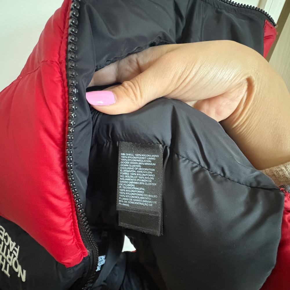 The North Face Red and Black Puffer 1996 Retro Nuptse Vest - Picture 5 of 7